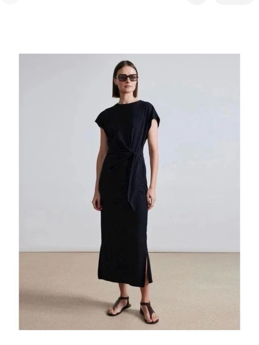Apiece Apart VANINA CINCHED Tie WAIST Maxi Slit DRESS in black xs NWT